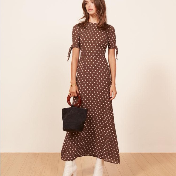 Reformation “Amsterdam” Polka Dot Brown Dress - Picture 5 of 5